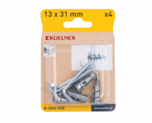 Kovový samořezný hmoždinkový spoj do sádrokartonových desek 13x31 mm s rovným hákem - blistr - 4 ks