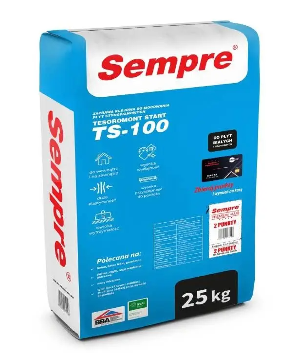 TESOROMONT START TS-100 TS-100 IGLOO – zaprawa klejowa do przyklejania płyt styropianowych SEMPRE TESEROMONT START TS-100 25 kg – lepidlo na polystyren - Obrázek 1